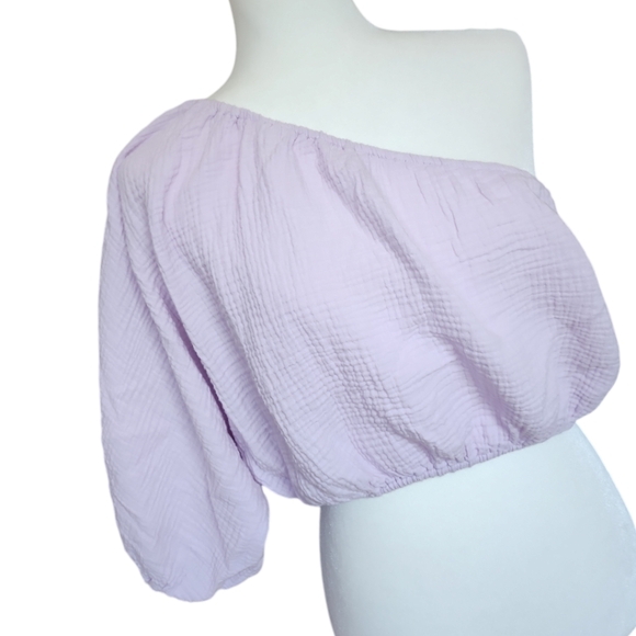DKNY Jeans Lavender Purple One Shoulder Top - Picture 3 of 10
